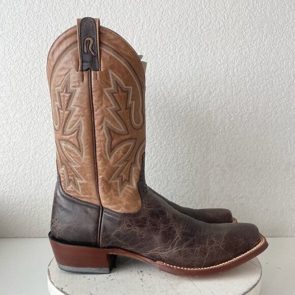 Rod Patrick Mens Cowboy Boots 13.5AAA Antique Mocha Bison Brown Western Blunt - Picture 2 of 12